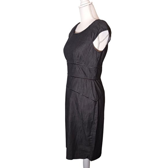 Calvin Klein Charcoal Grey Cotton Sheath Dress in Charcoal Grey Size 6‎ - Picture 3 of 14
